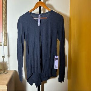 Wilt Long Sleeve Shrunken V-Neck Top Whimsigoth Asymmetrical Raw Hem NWT Size S